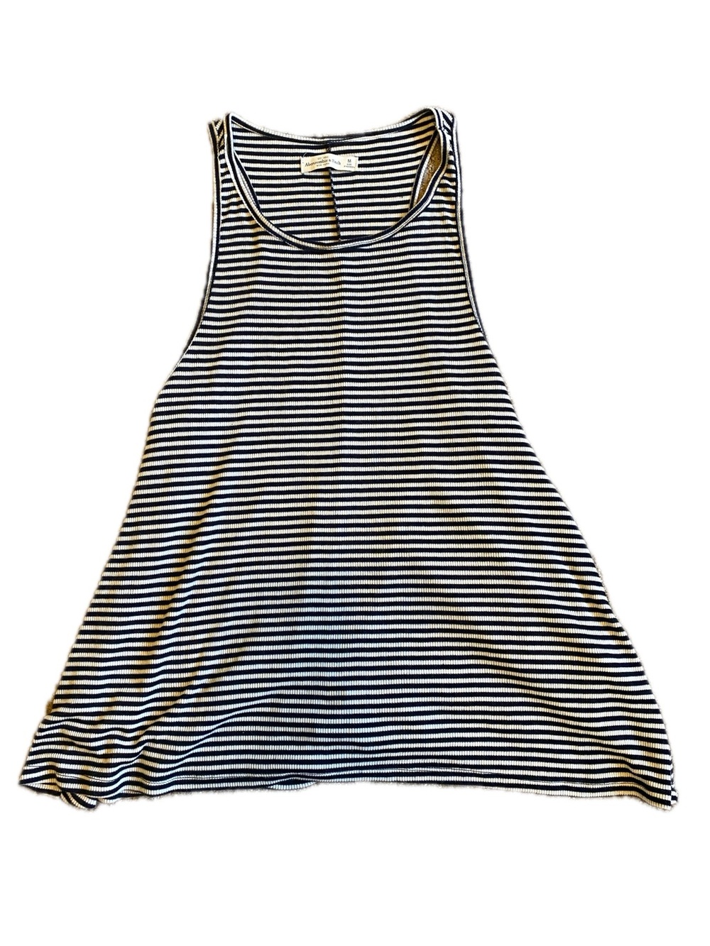 Abercrombie & Fitch Navy Blue and White Striped Racerback Tank